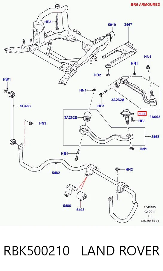 RBK500210 Land Rover Suporte de esfera superior