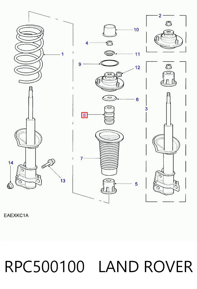  Pára-choque (grade de proteção) de amortecedor traseiro + bota de proteção Land Rover Freelander I SUV (L314) (1997 - 2006) I