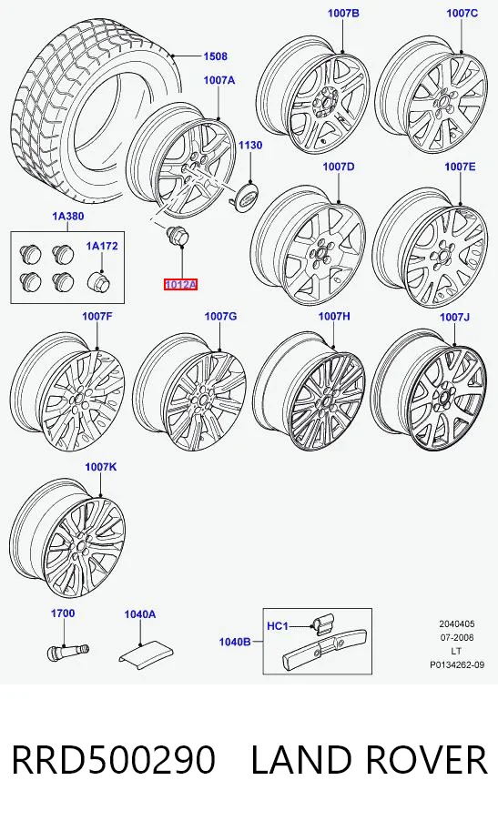 RRD500290 Land Rover Porca de roda