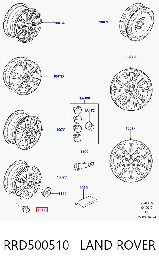 RRD500510 Land Rover Porca de roda