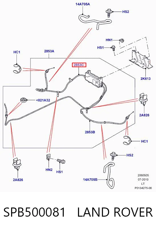 Cabo do freio de estacionamento traseiro direito para Land Rover Discovery L319