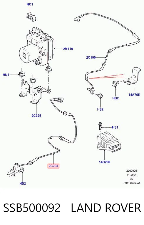 Sensor dianteiro de ABS para Land Rover Discovery III LR3