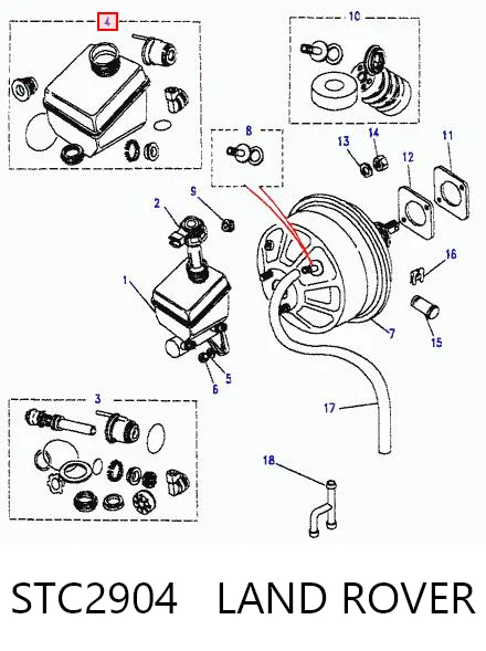 Tanque de cilindro mestre do freio (de fluido de freio) para Land Rover Discovery II LJ ,LT
