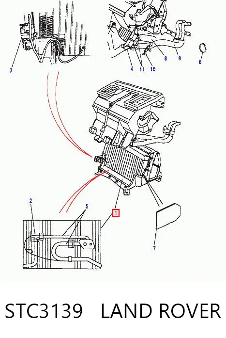 Vaporizador de aparelho de ar condicionado Land Rover Discovery II LJ ,LT ao melhor preço