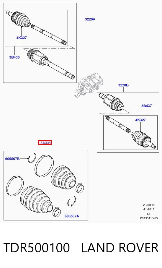 TDR500100 Land Rover Botas de proteção de Juntas homocinéticas do semieixo dianteiro, kit
