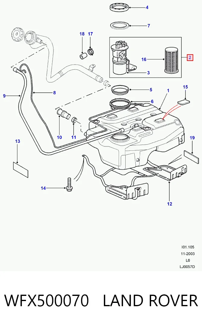 Módulo de bomba de combustível com sensor do nível de combustível Land Rover Freelander I L314
