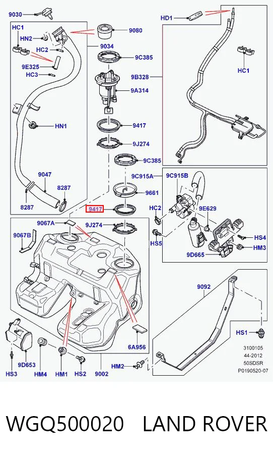 WGQ500020 Land Rover Vedante de sensor do nível de combustível/da bomba de combustível (tanque de combustível)