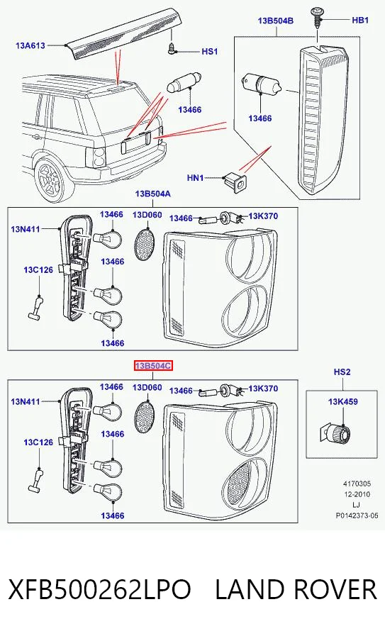 Lanterna traseira direita para Land Rover Range Rover III L322