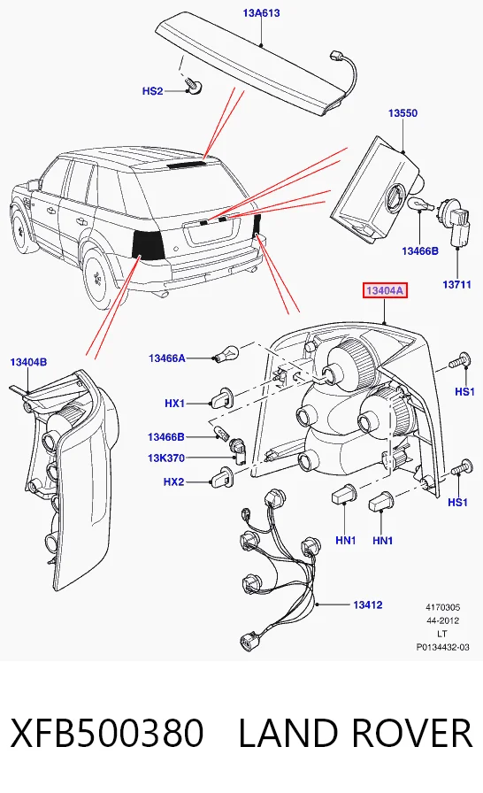 Lanterna traseira direita para Land Rover Range Rover SPORT I L320