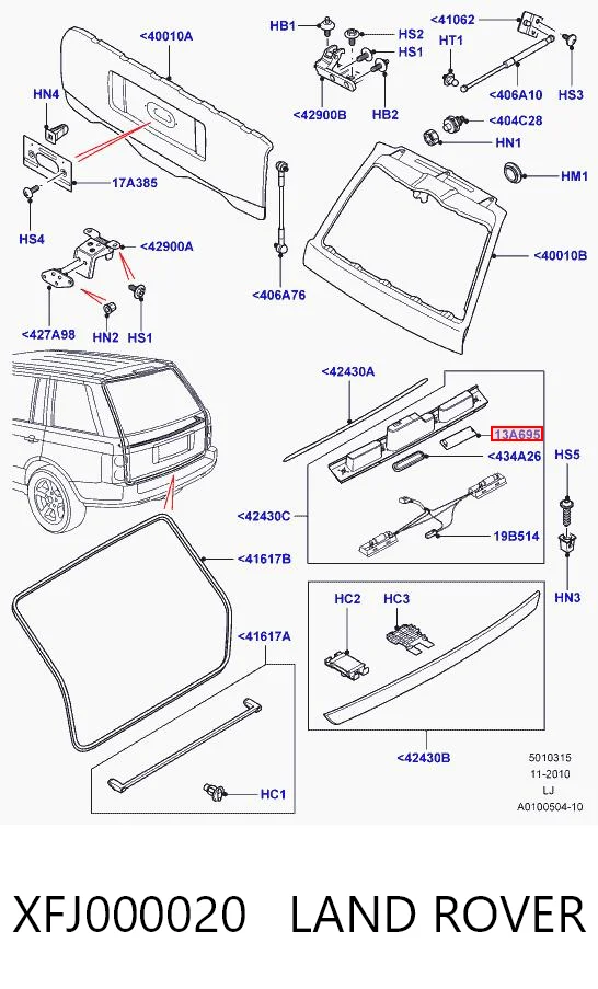 XFJ000020 Land Rover Lanterna da luz de fundo de matrícula traseira