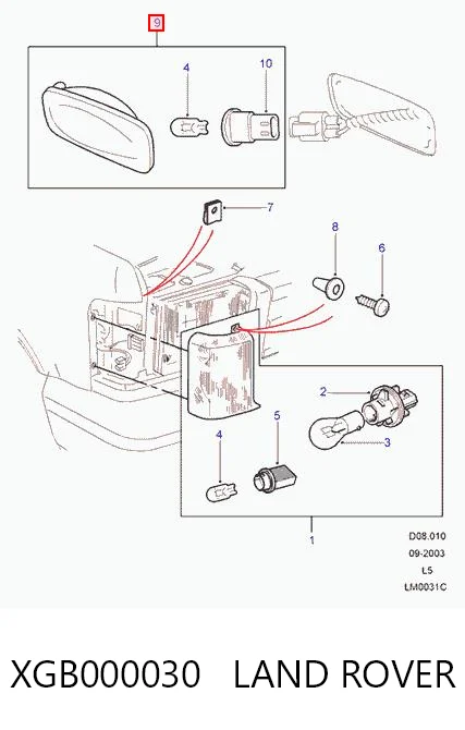 XGB000030 Land Rover Luz intermitente no pára-lama