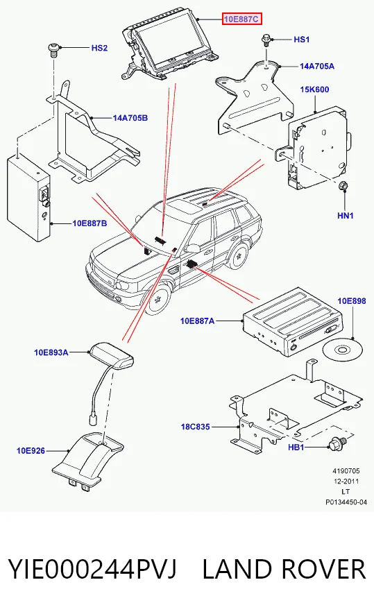 8H2210E889AC Land Rover Mostrador multifuncional