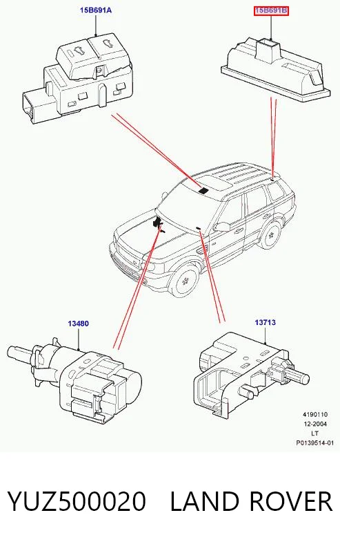 YUZ500020 Land Rover Puxador externo de tampa de porta-malas (de 3ª/5ª porta traseira)