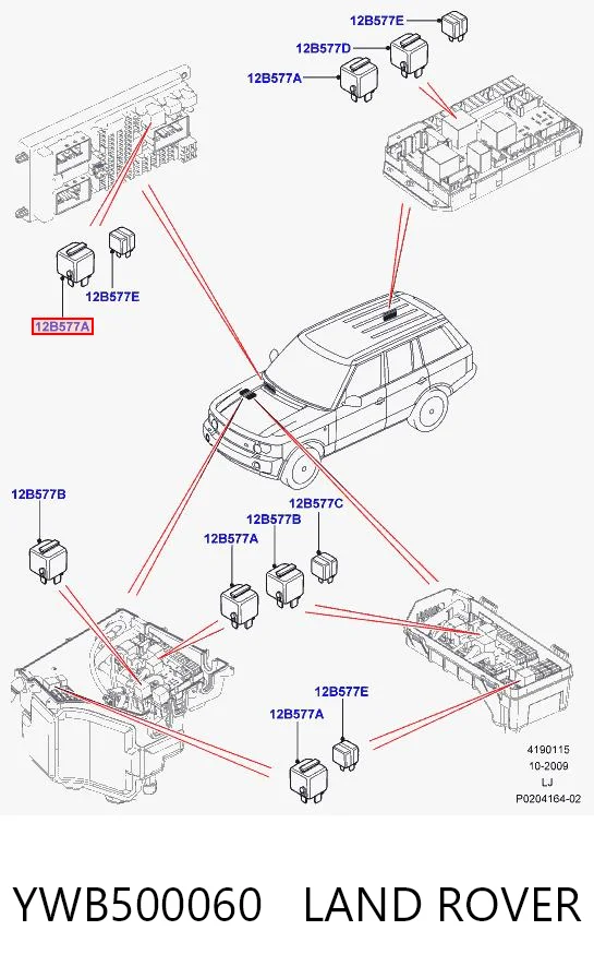 YWB500060 Land Rover Relê de ventilador