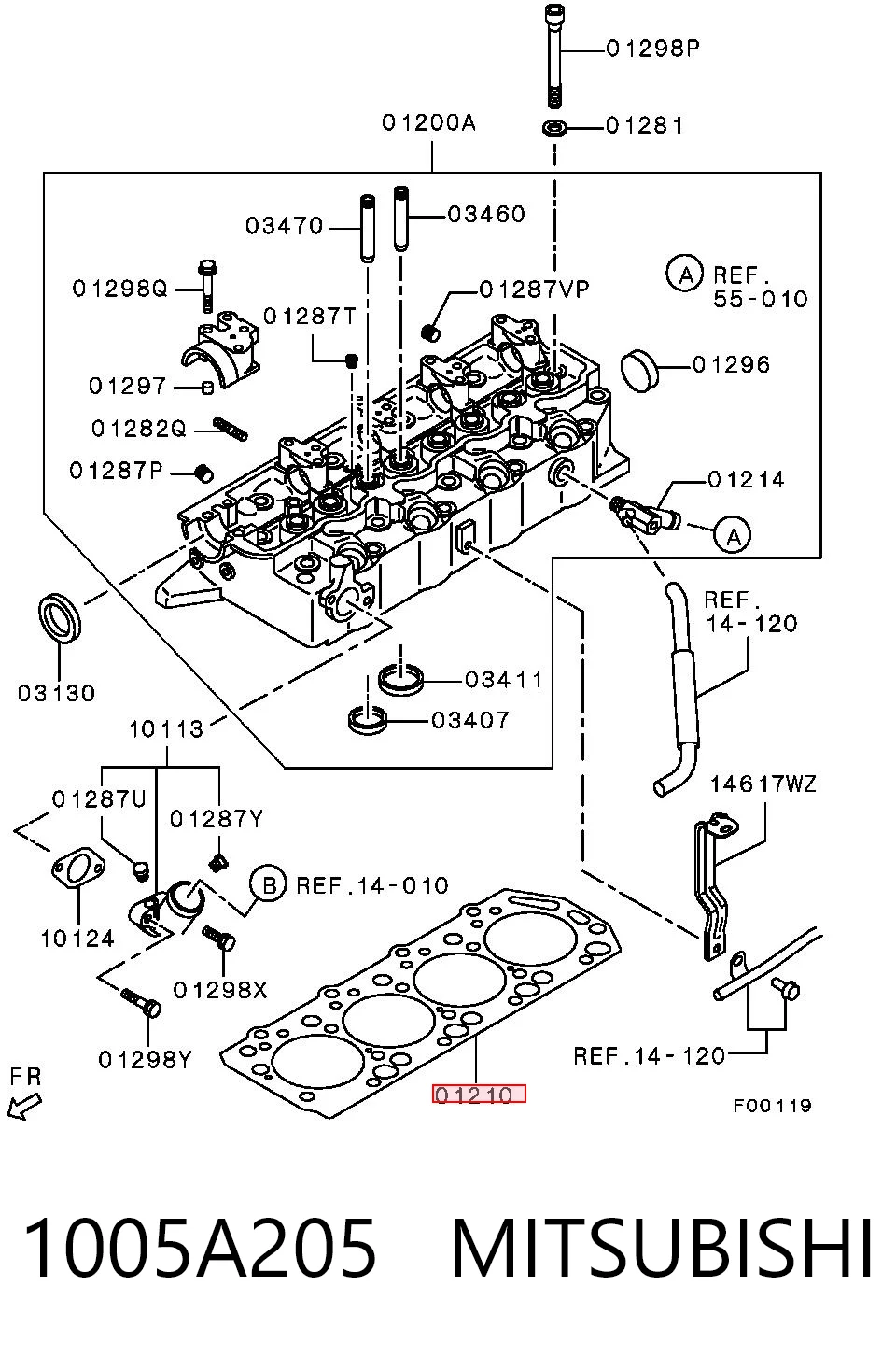 1005A205 Mitsubishi Vedante de cabeça de motor (CBC)