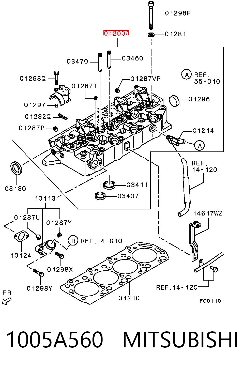 1005A560 Mitsubishi Cabeça de motor (CBC)