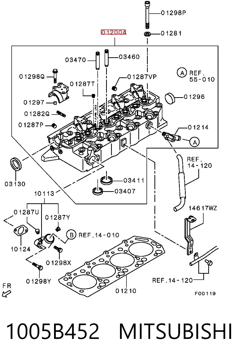 1005B452 Mitsubishi Cabeça de motor (CBC)
