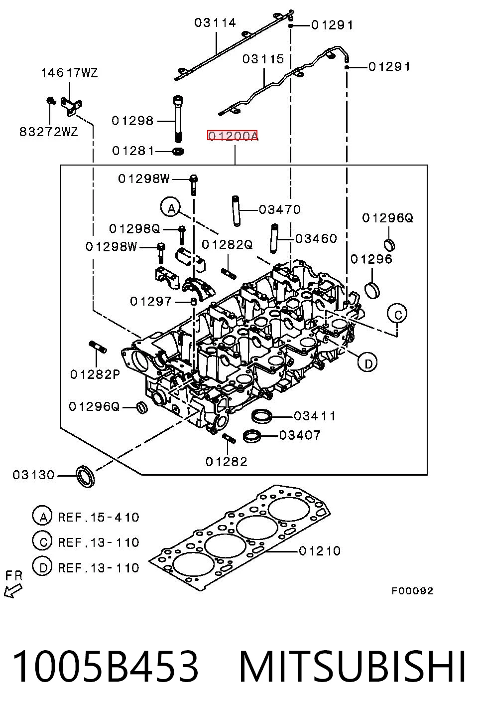 1005B453 Mitsubishi Cabeça de motor (CBC)