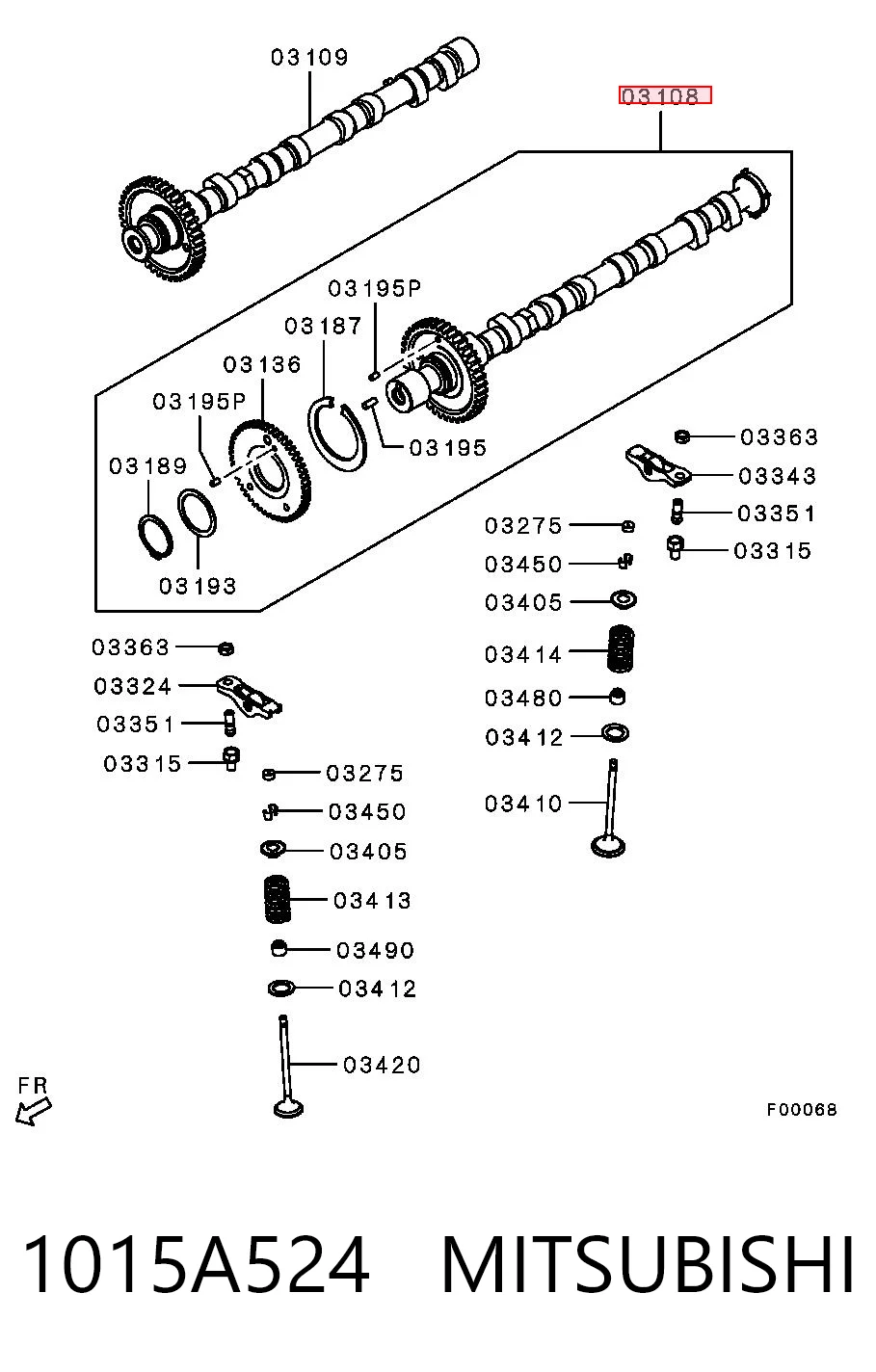 1015A524 Mitsubishi Árvore distribuidora de motor de admissão
