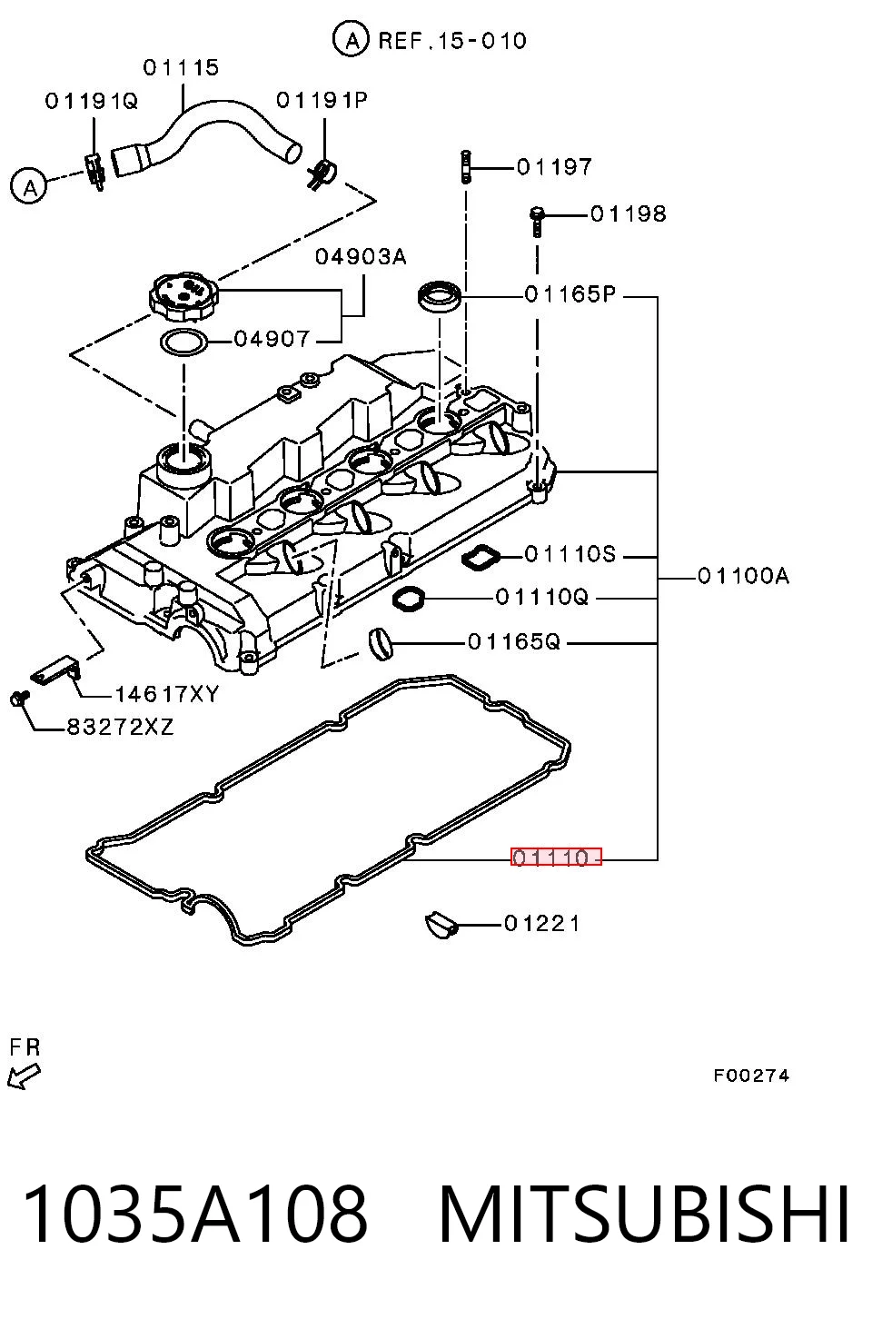 1035A108 Mitsubishi Vedante de tampa de válvulas de motor