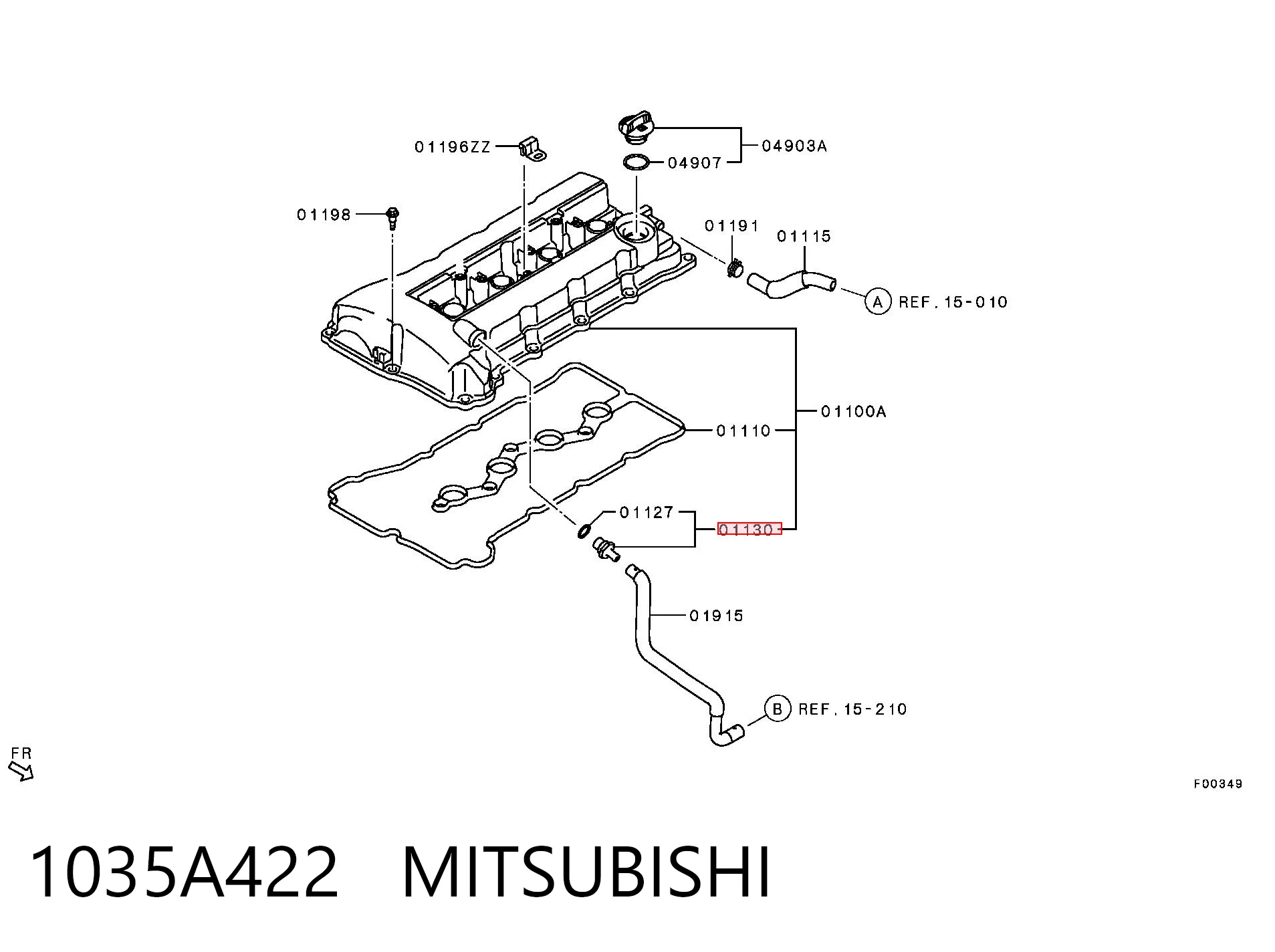 1035A422 Mitsubishi Válvula PCV de ventilação dos gases de cárter