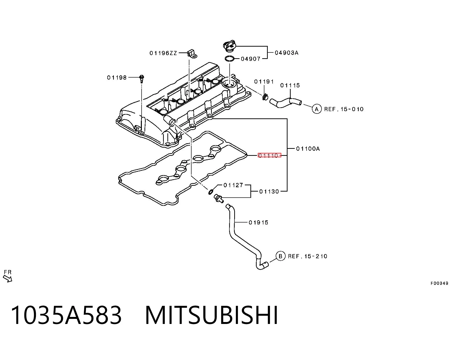 1035A583 Mitsubishi Vedante de tampa de válvulas de motor