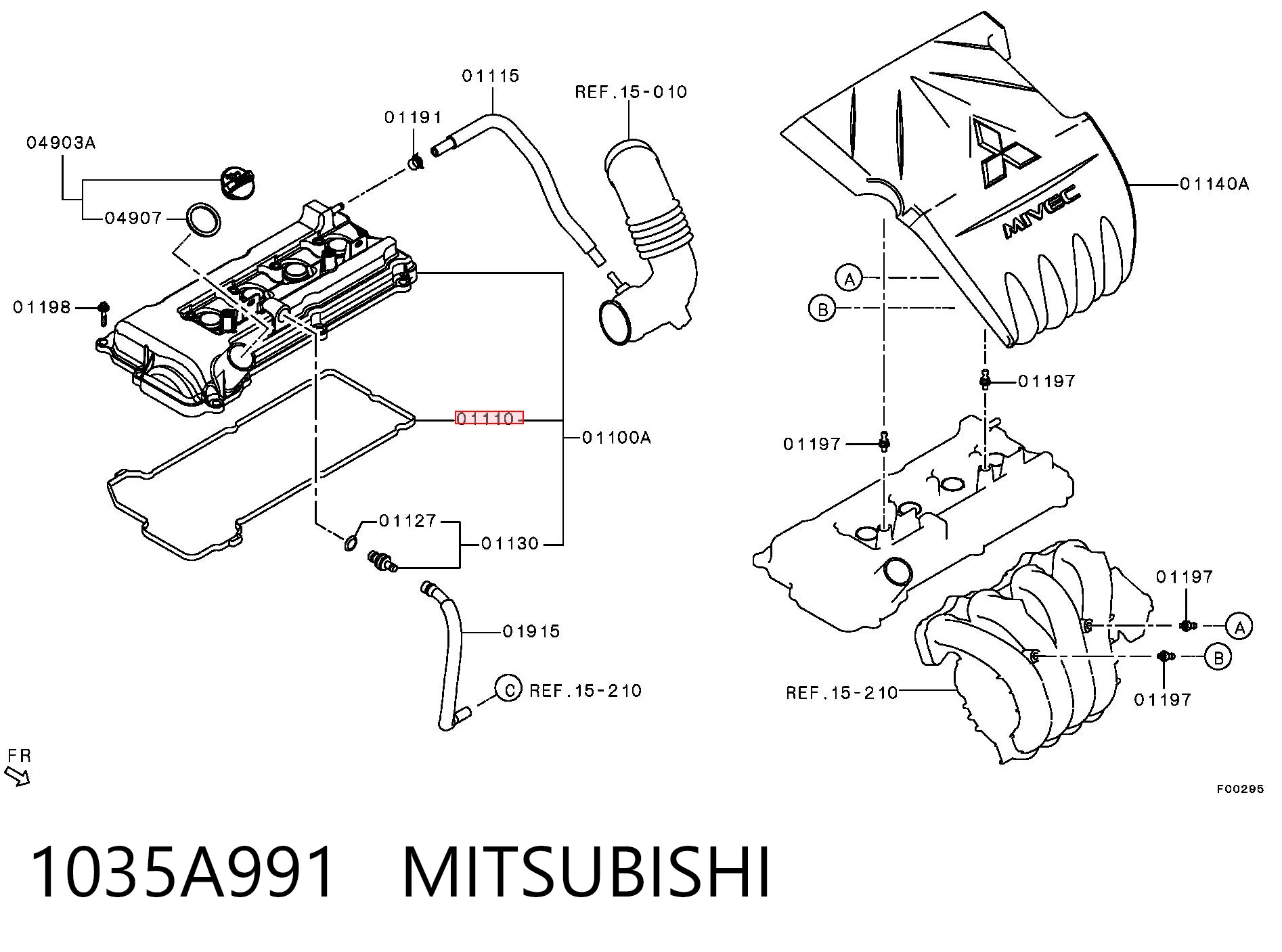 1035A991 Mitsubishi Vedante de tampa de válvulas de motor