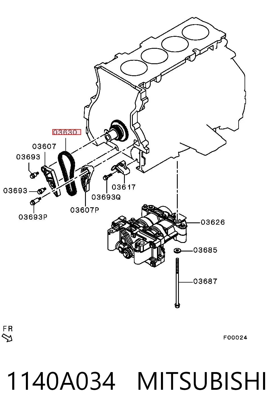 1140A034 Mitsubishi Cadeia do mecanismo de distribuição de gás da árvore de equilibração