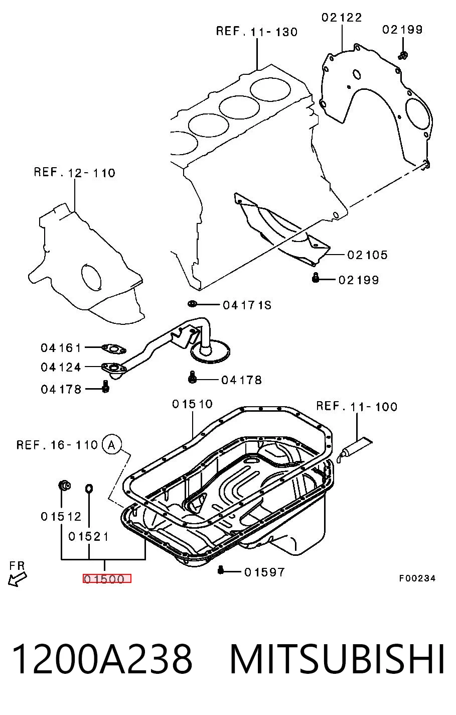 1200A238 Mitsubishi Panela de óleo de cárter do motor