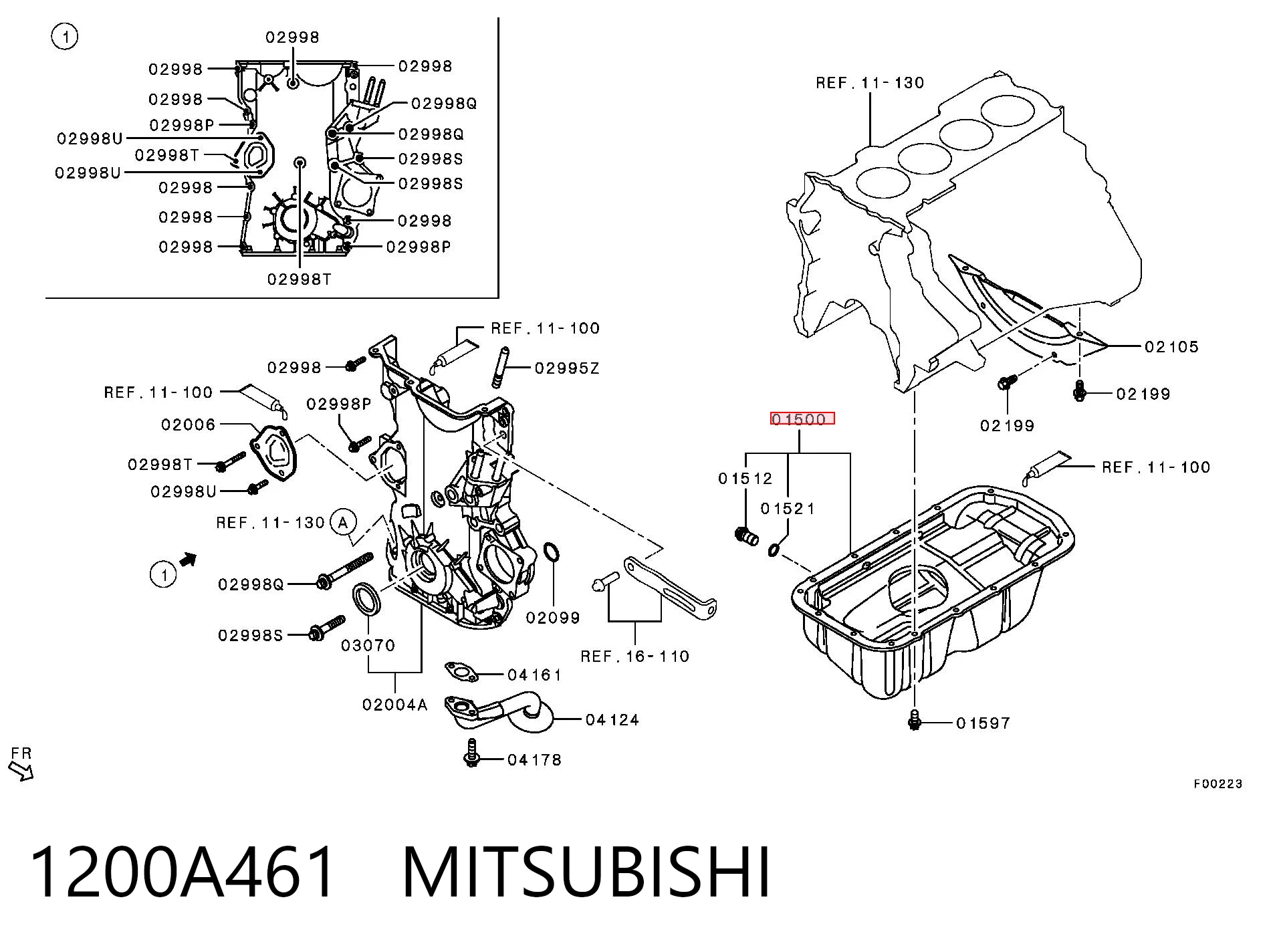 1200A461 Mitsubishi Panela de óleo de cárter do motor