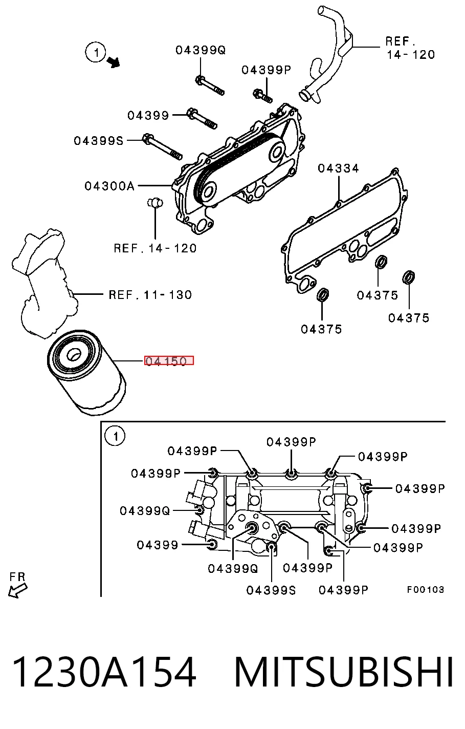 1230A154 Mitsubishi Filtro de óleo