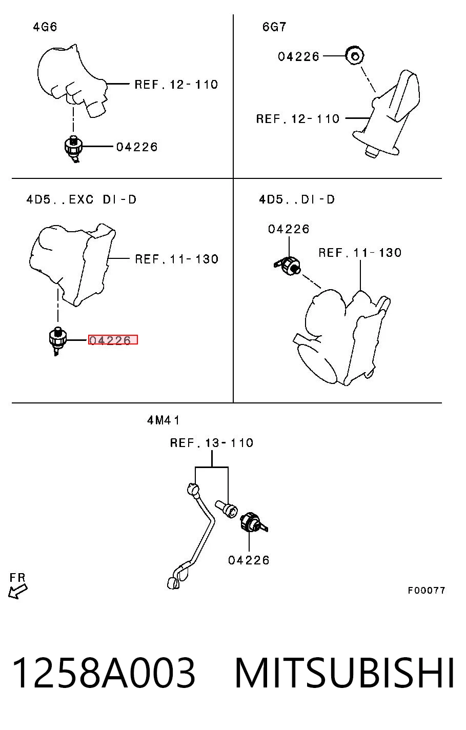 1258A003 Mitsubishi Sensor de pressão de óleo