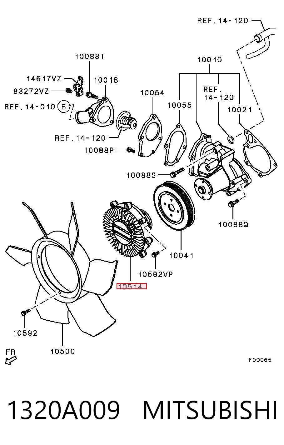 1320A009 Mitsubishi Acoplamento viscoso de ventilador de esfriamento