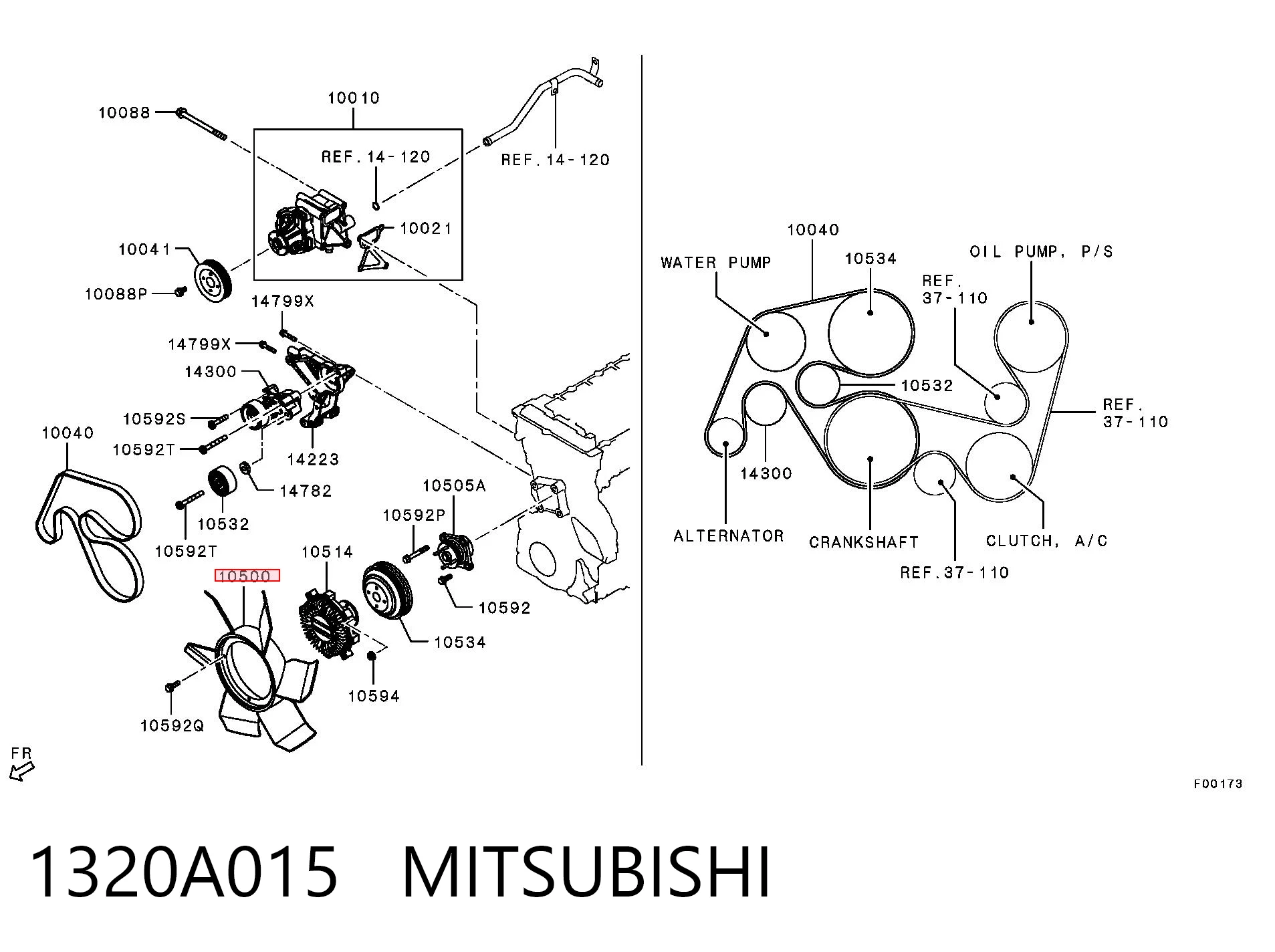1320A015 Mitsubishi Ventilador (roda de aletas) do radiador de esfriamento