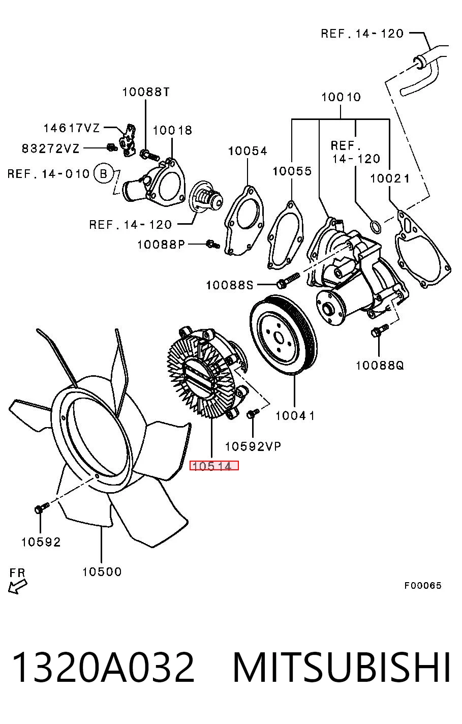 1320A032 Mitsubishi Acoplamento viscoso de ventilador de esfriamento