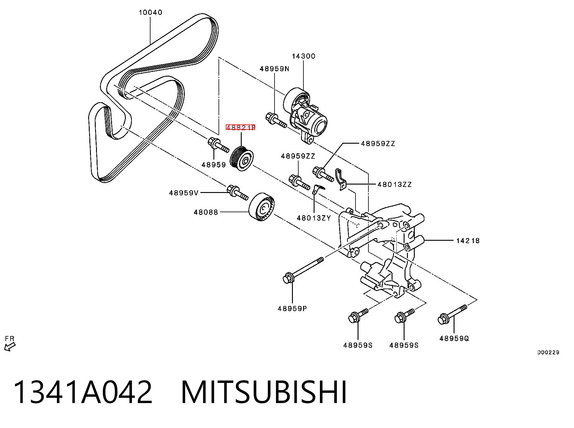 1341A042 Mitsubishi Rolo parasita da correia de transmissão