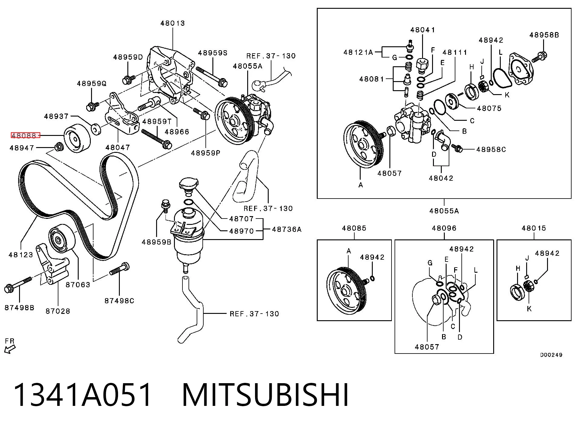 1341A051 Mitsubishi Rolo parasita da correia de transmissão