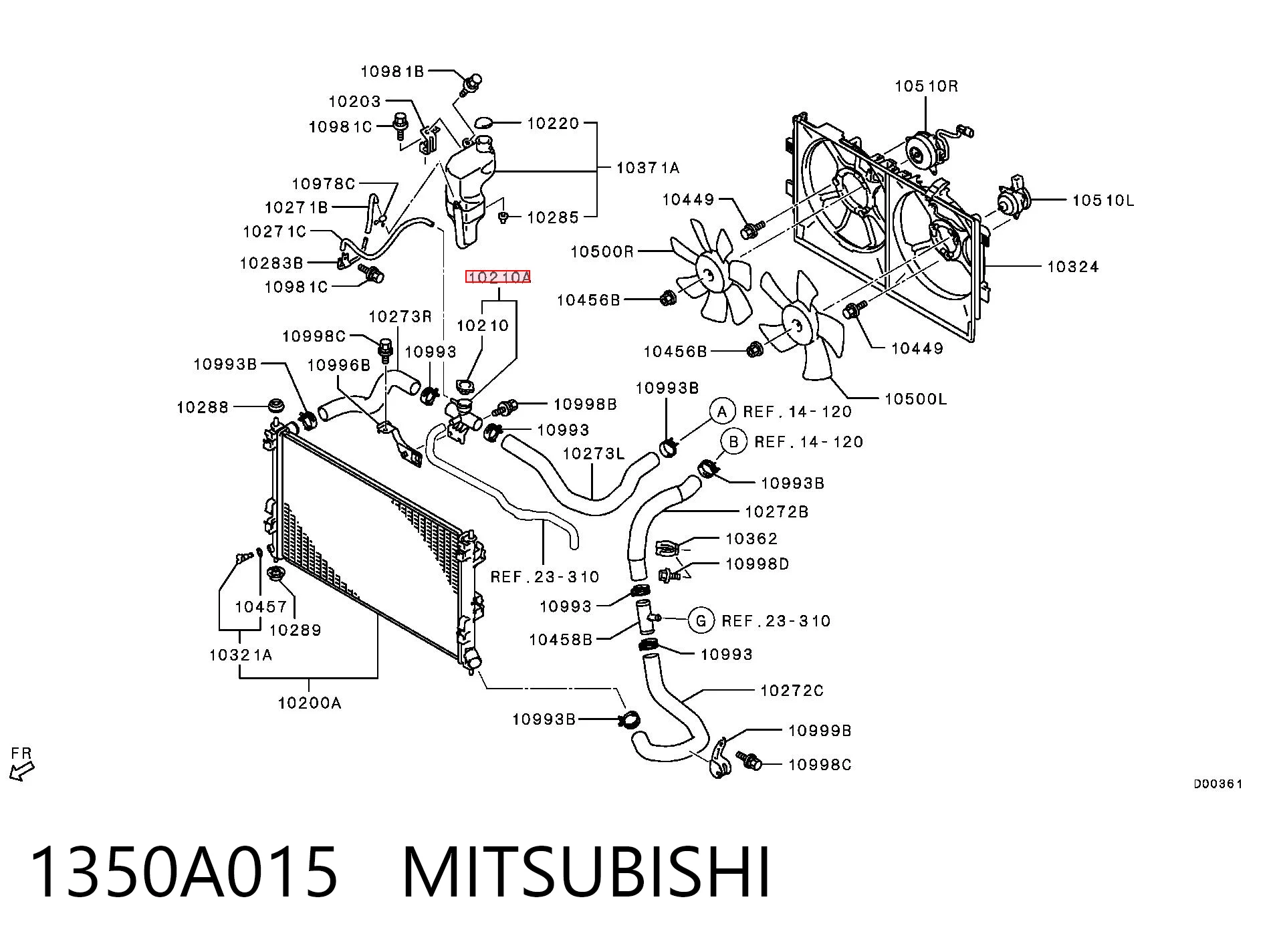 1350A015 Mitsubishi Gargalo de enchimento do sistema de esfriamento