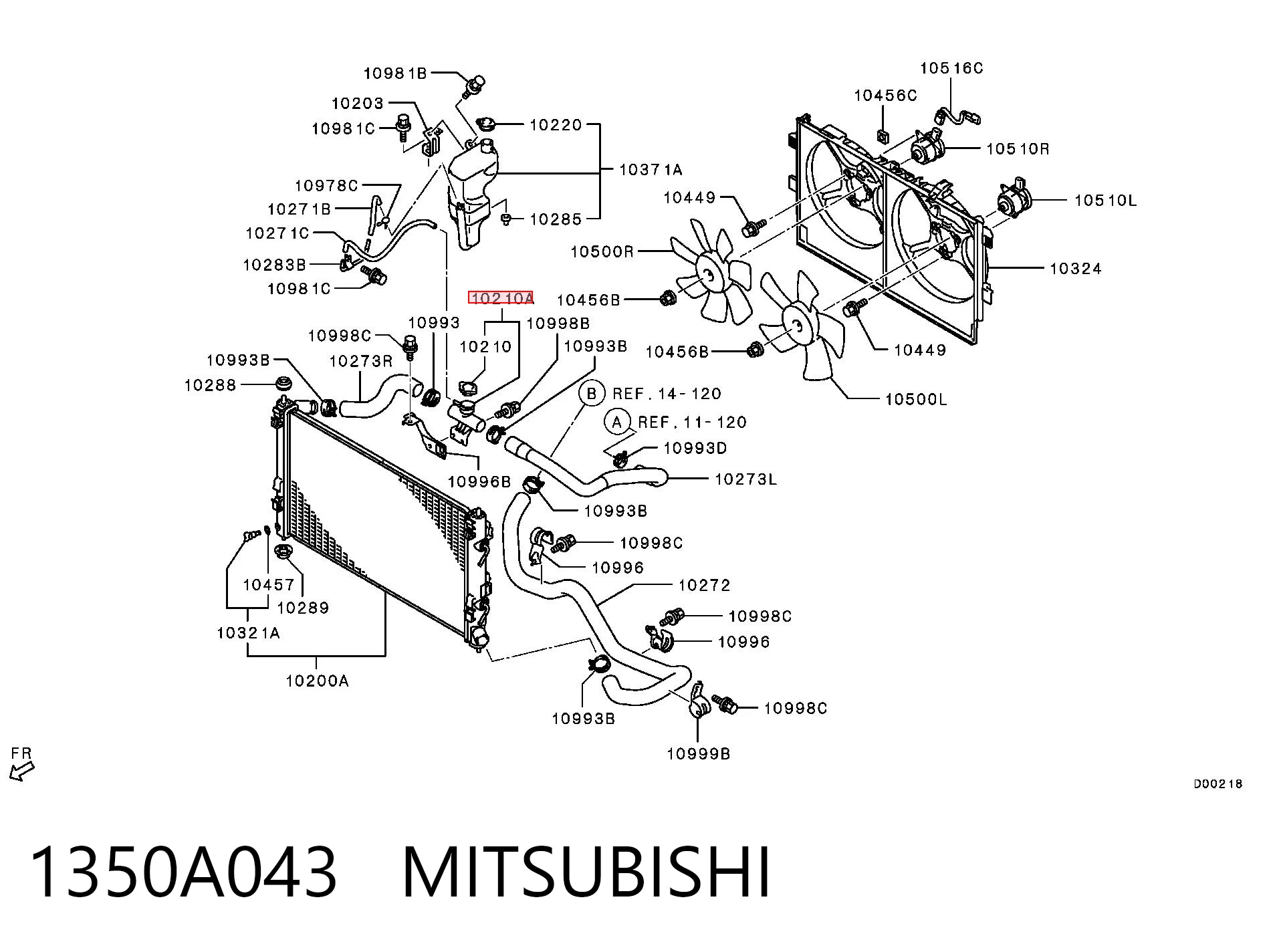 1350A043 Mitsubishi Tampa (tampão) do radiador