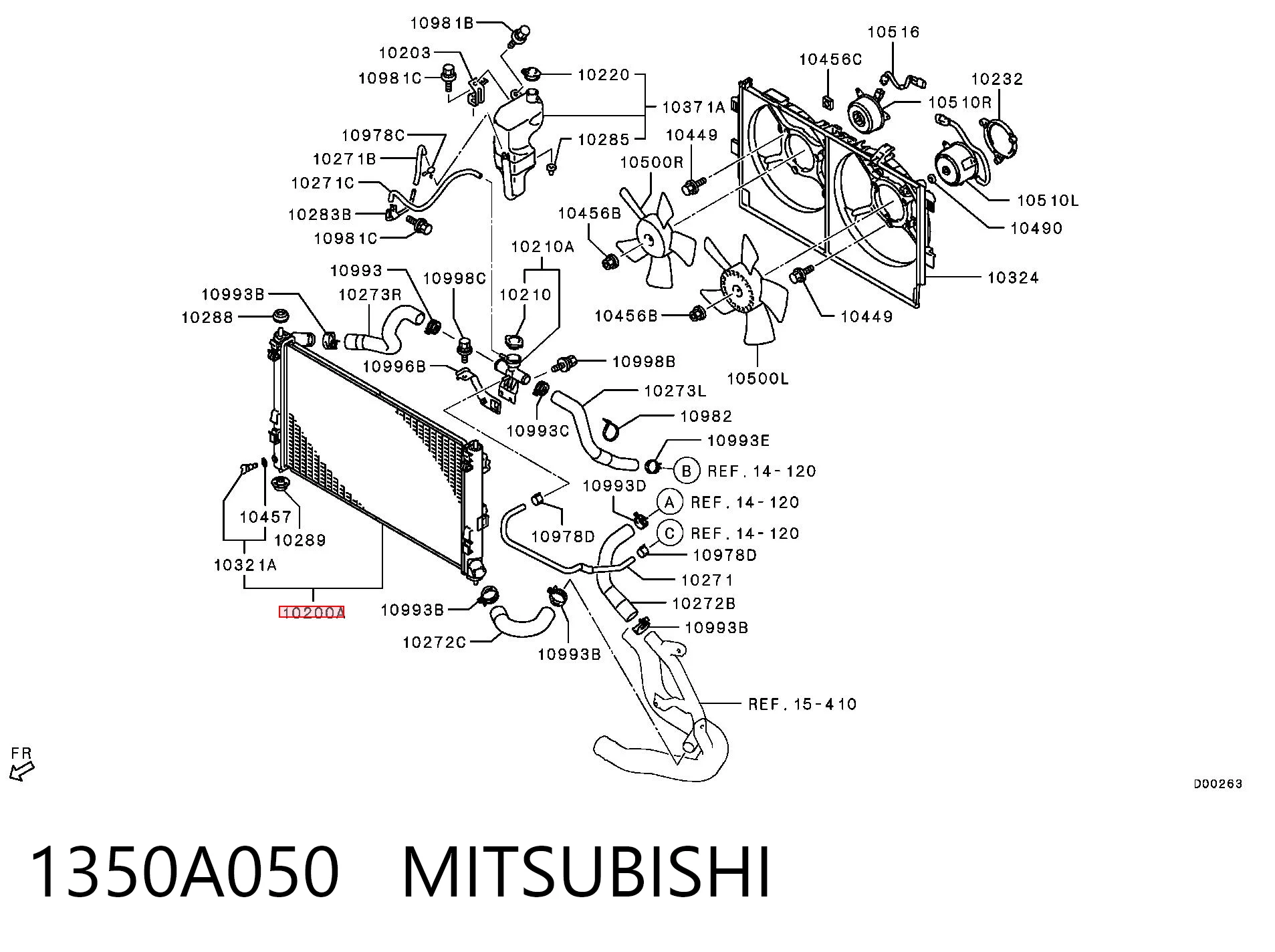 1350A050 Mitsubishi Radiador de esfriamento de motor