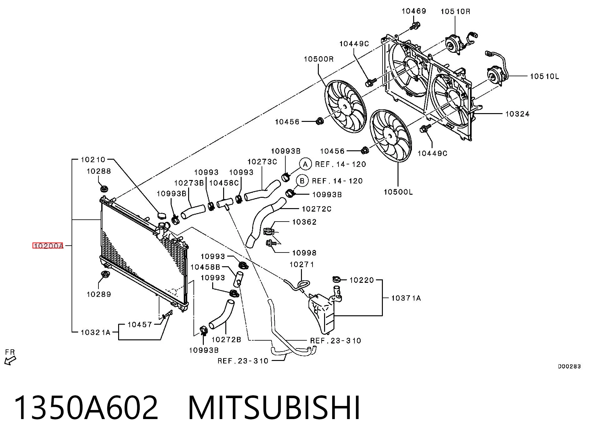 1350A602 Mitsubishi Radiador de esfriamento de motor