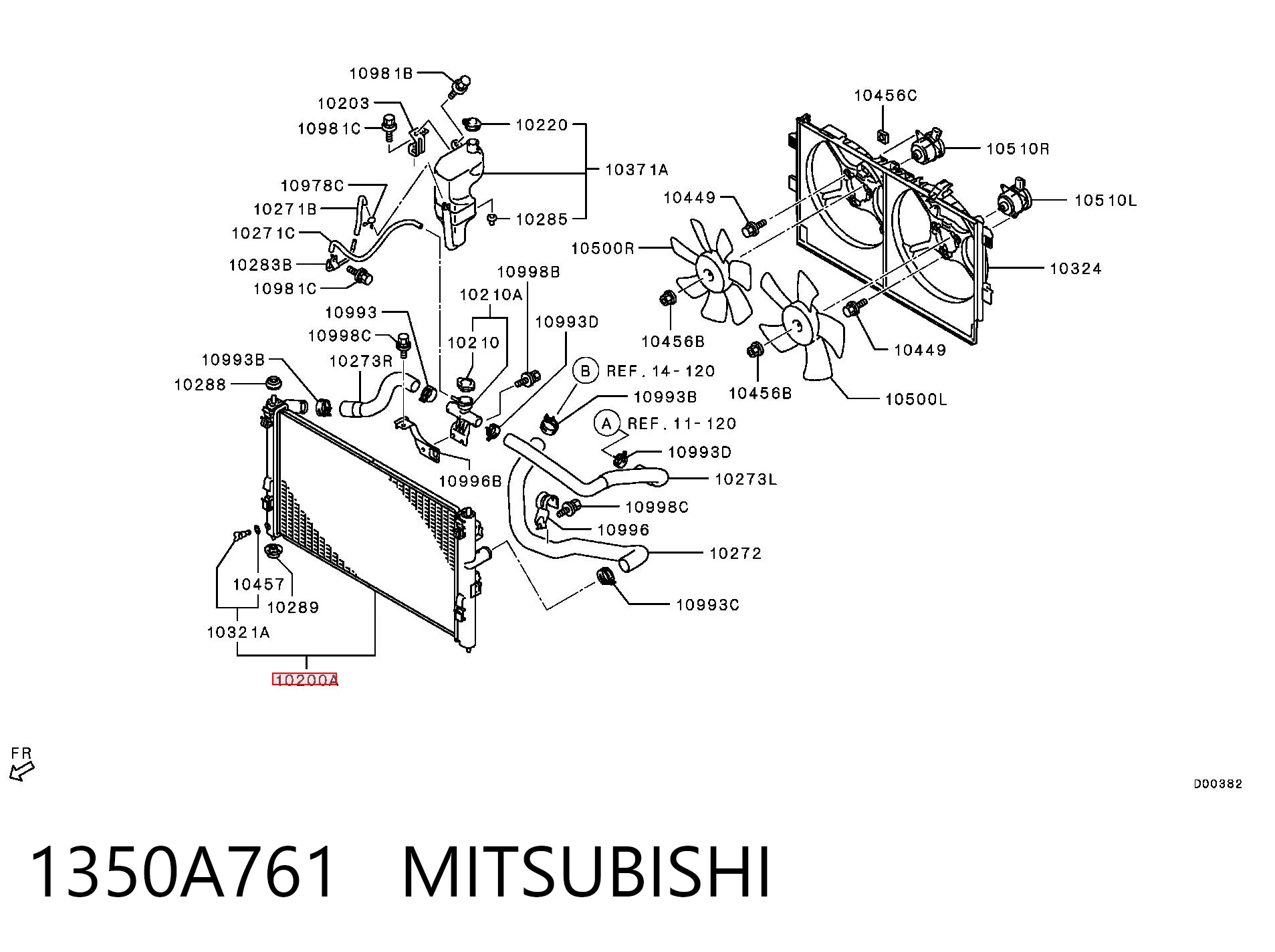 1350A761 Mitsubishi Radiador de esfriamento de motor