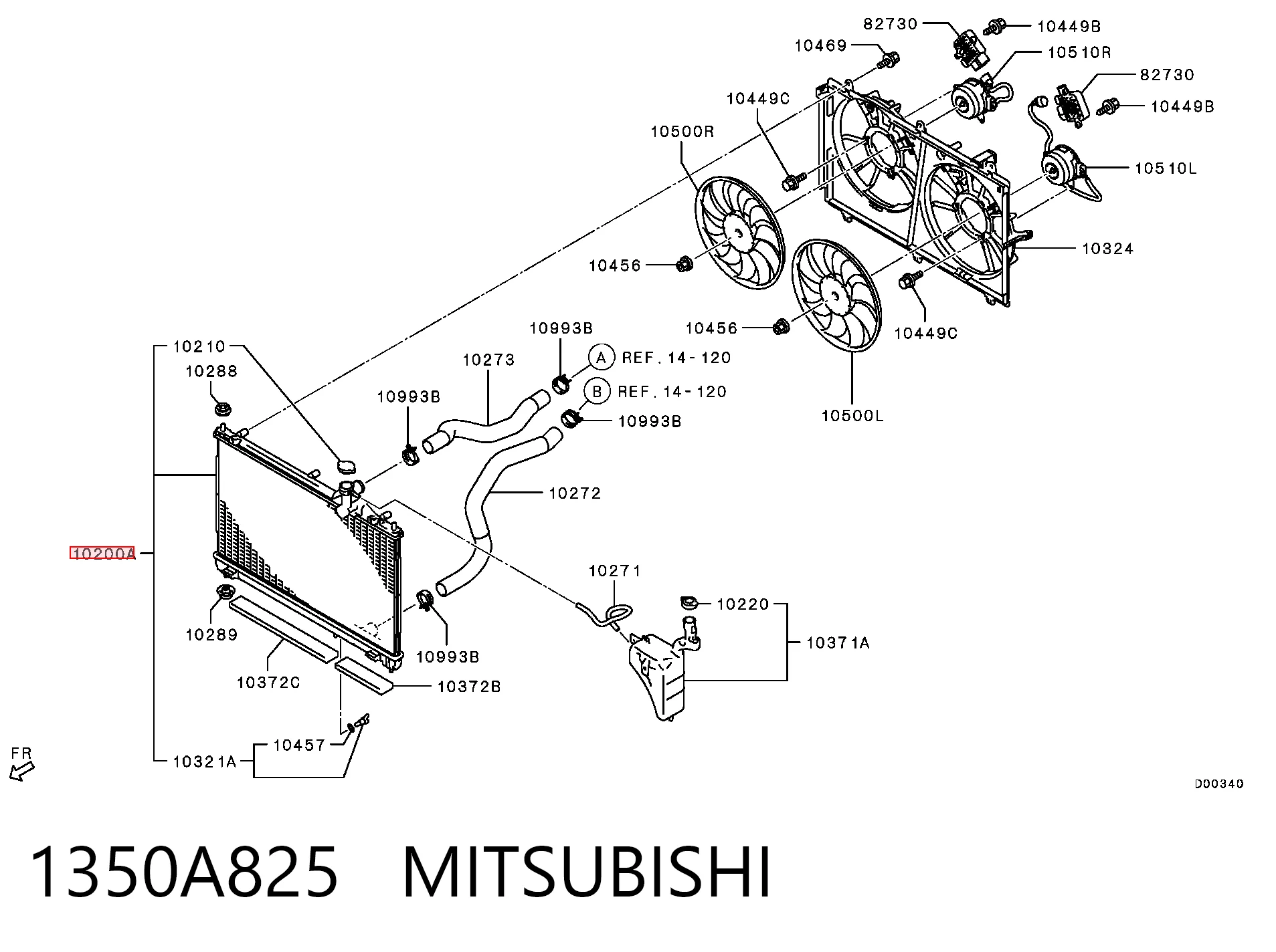 1350A825 Mitsubishi Radiador de esfriamento de motor