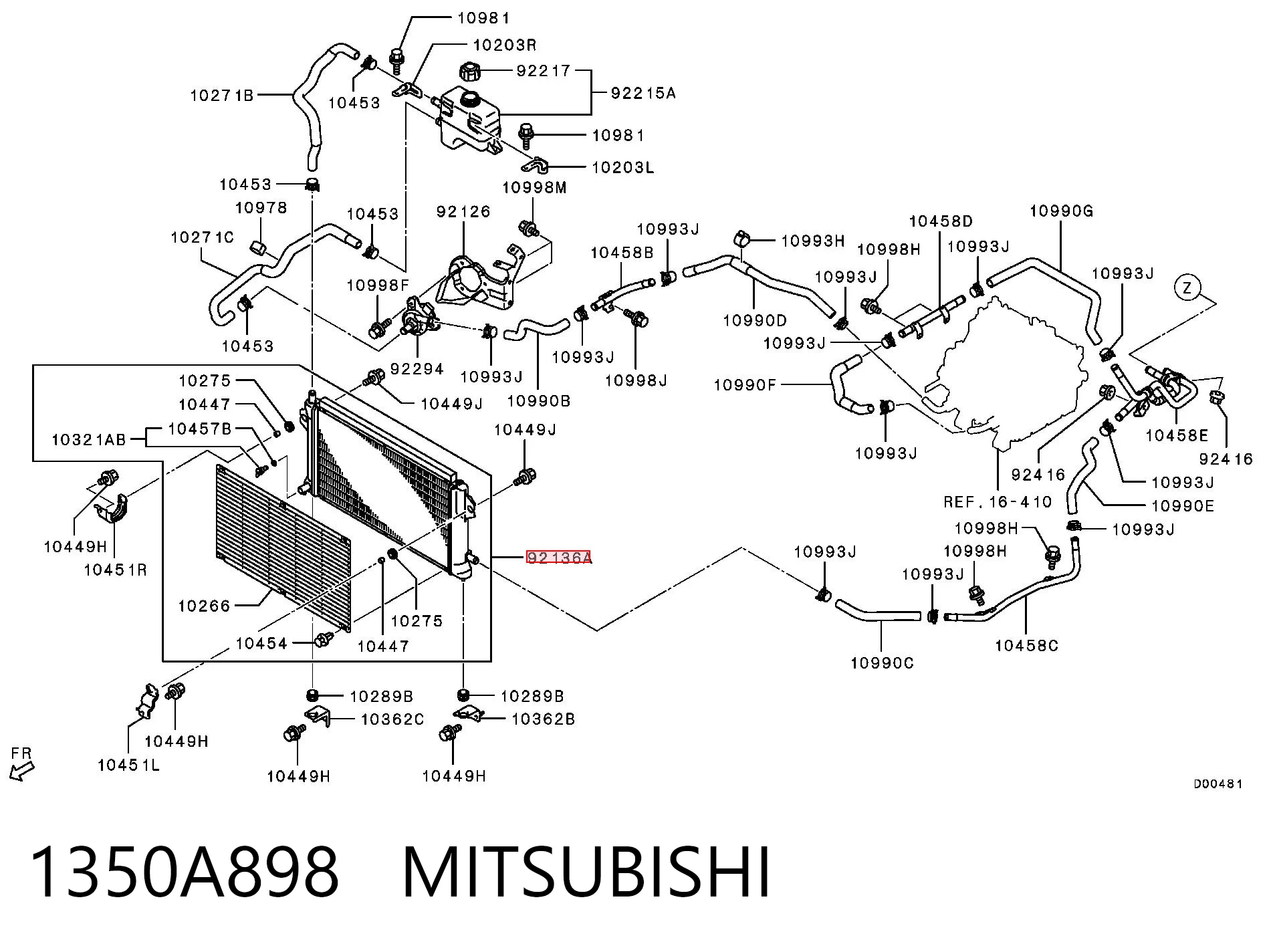 1350A898 Mitsubishi Radiador do inversor