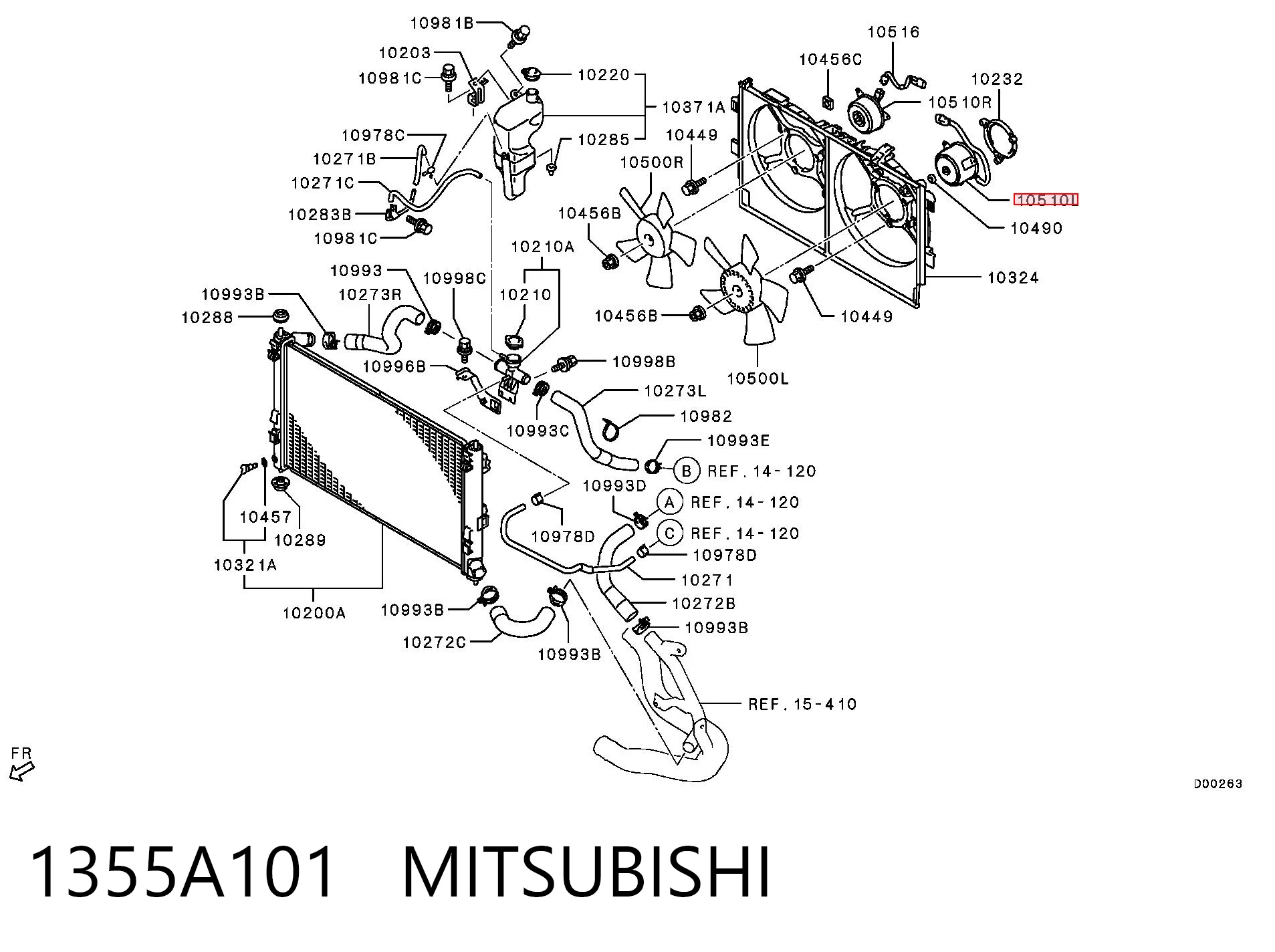1355A101 Mitsubishi Motor esquerdo de ventilador do sistema de esfriamento