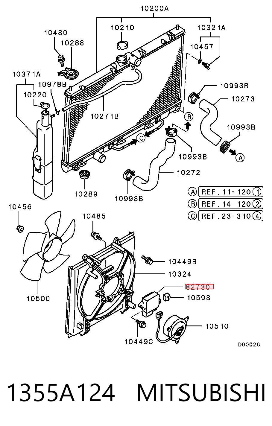 1355A124 Mitsubishi Regulador de revoluções de ventilador de esfriamento (unidade de controlo)