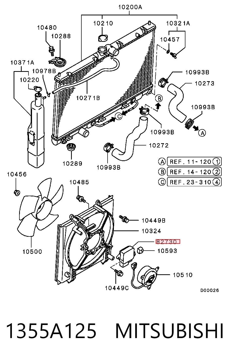 1355A125 Mitsubishi Regulador de revoluções de ventilador de esfriamento (unidade de controlo)