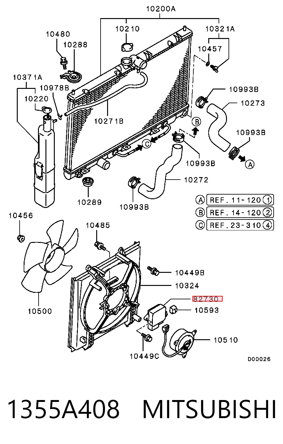1355A408 Mitsubishi Regulador de revoluções de ventilador de esfriamento (unidade de controlo)