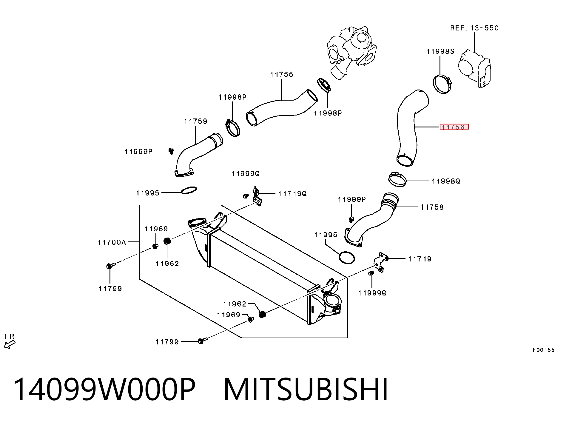 14099W000P Mitsubishi Mangueira (cano derivado) de intercooler