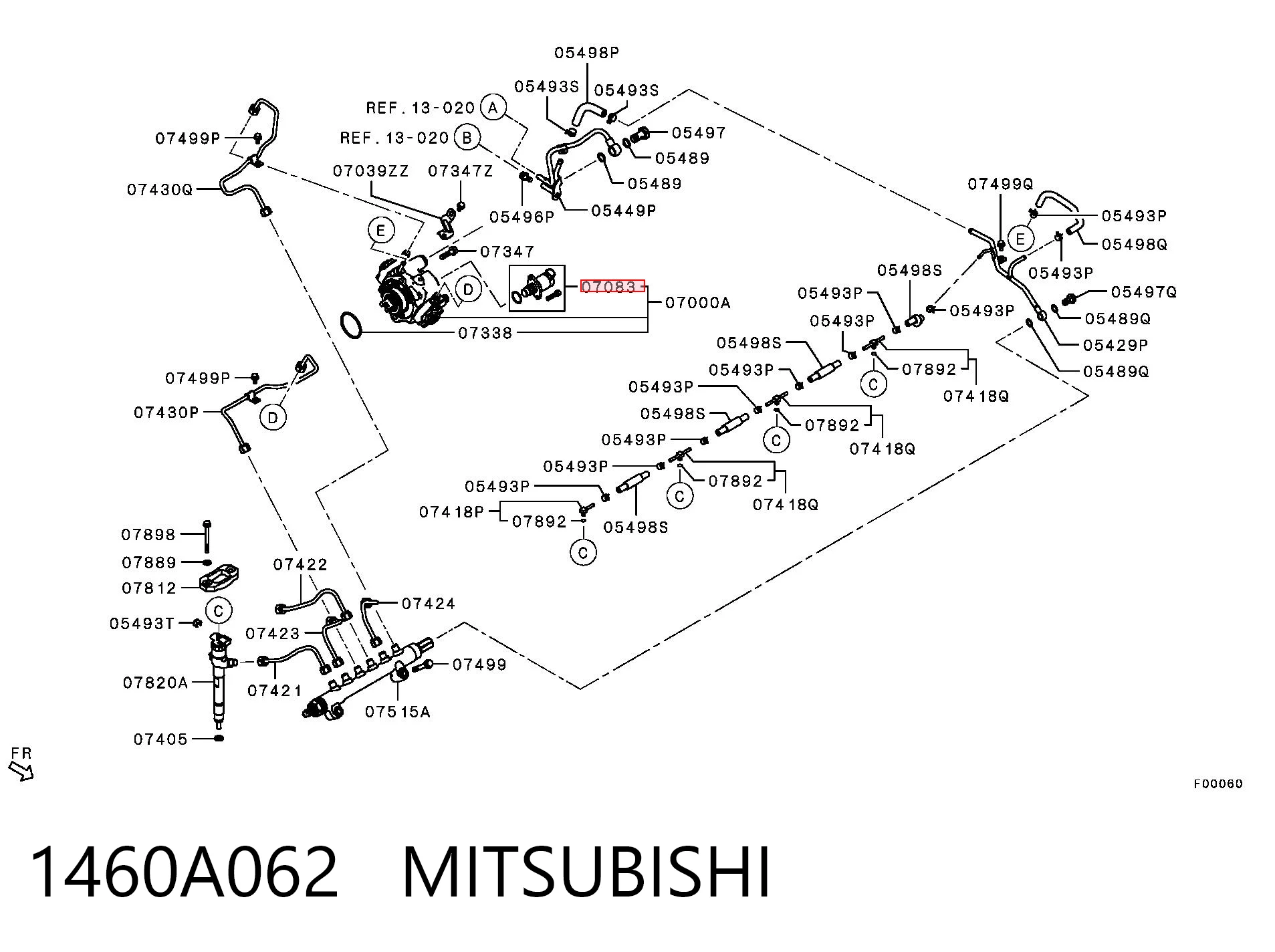 1460A062 Mitsubishi Válvula de regulação de pressão (válvula de redução da Bomba de Combustível de Pressão Alta) Common-Rail-System